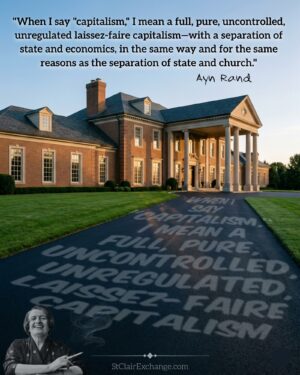 When I say "capitalism," I mean a full, pure, uncontrolled, unregulated laissez-faire capitalism